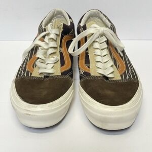 Vans Old Skool Brown Stripe Canvas Suede Men 10.5 Rare Size Skate Shoes